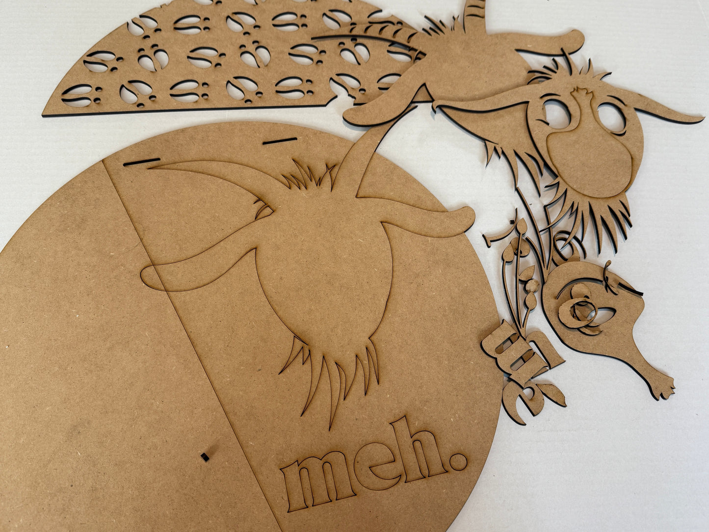 "Meh." Goat Door Hanger – Whimsical Farmhouse Décor