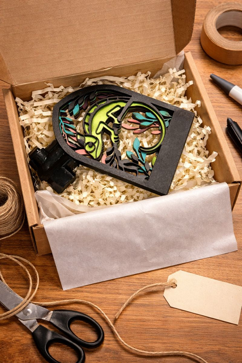 Chameleon Night Light - Wooden LED Night Light