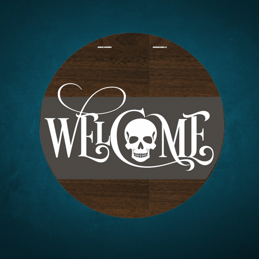 Halloween Skull "Welcome" Door Hanger – Finished or Unfinished (10” or 18”)