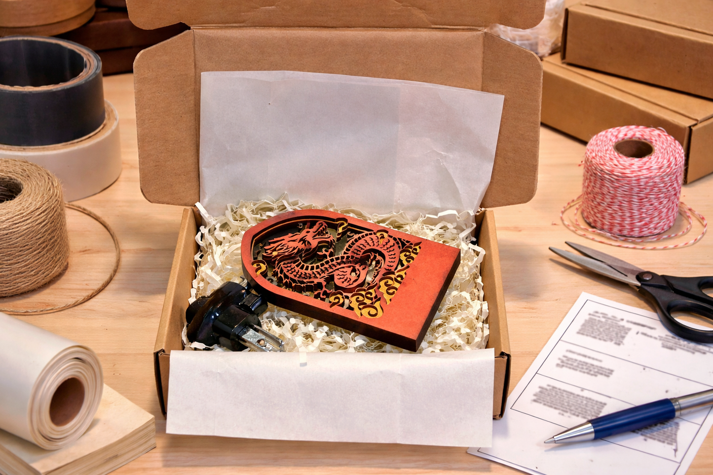 Red Dragon Wooden Night Light – 4” Tall Fantasy Wall Plug Cover