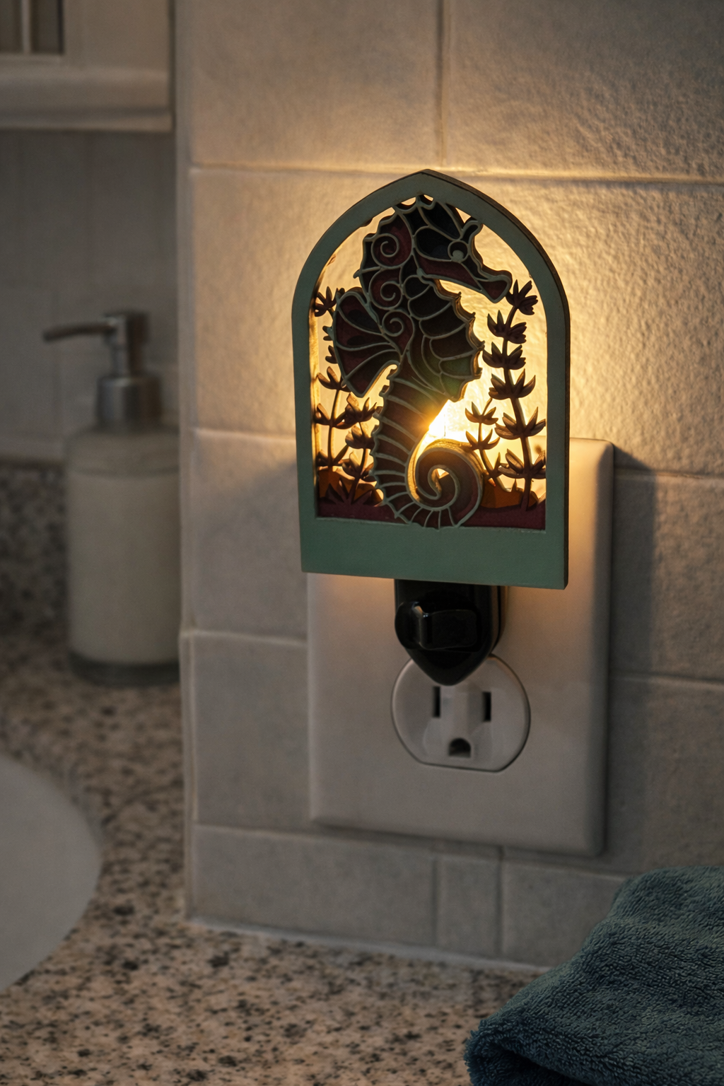 Seahorse Glow Wood Nightlight