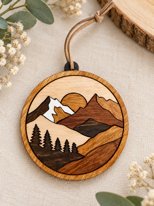 Mountain Landscape Wooden Ornament