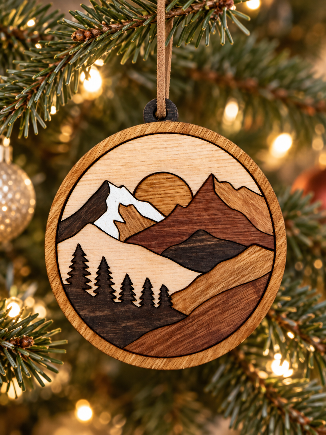 Mountain Landscape Wooden Ornament