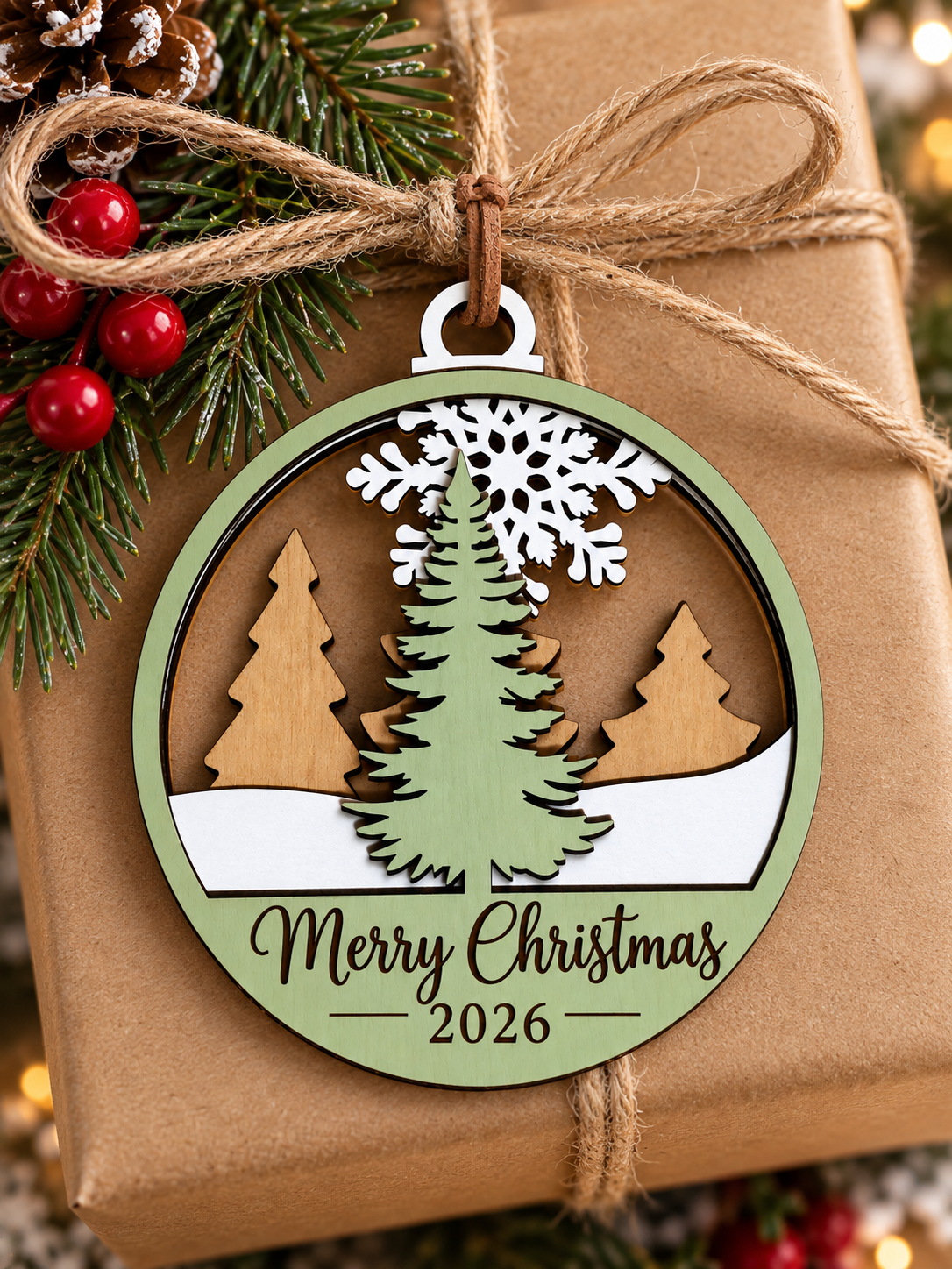 Snowy Pines Christmas Keepsake Ornament