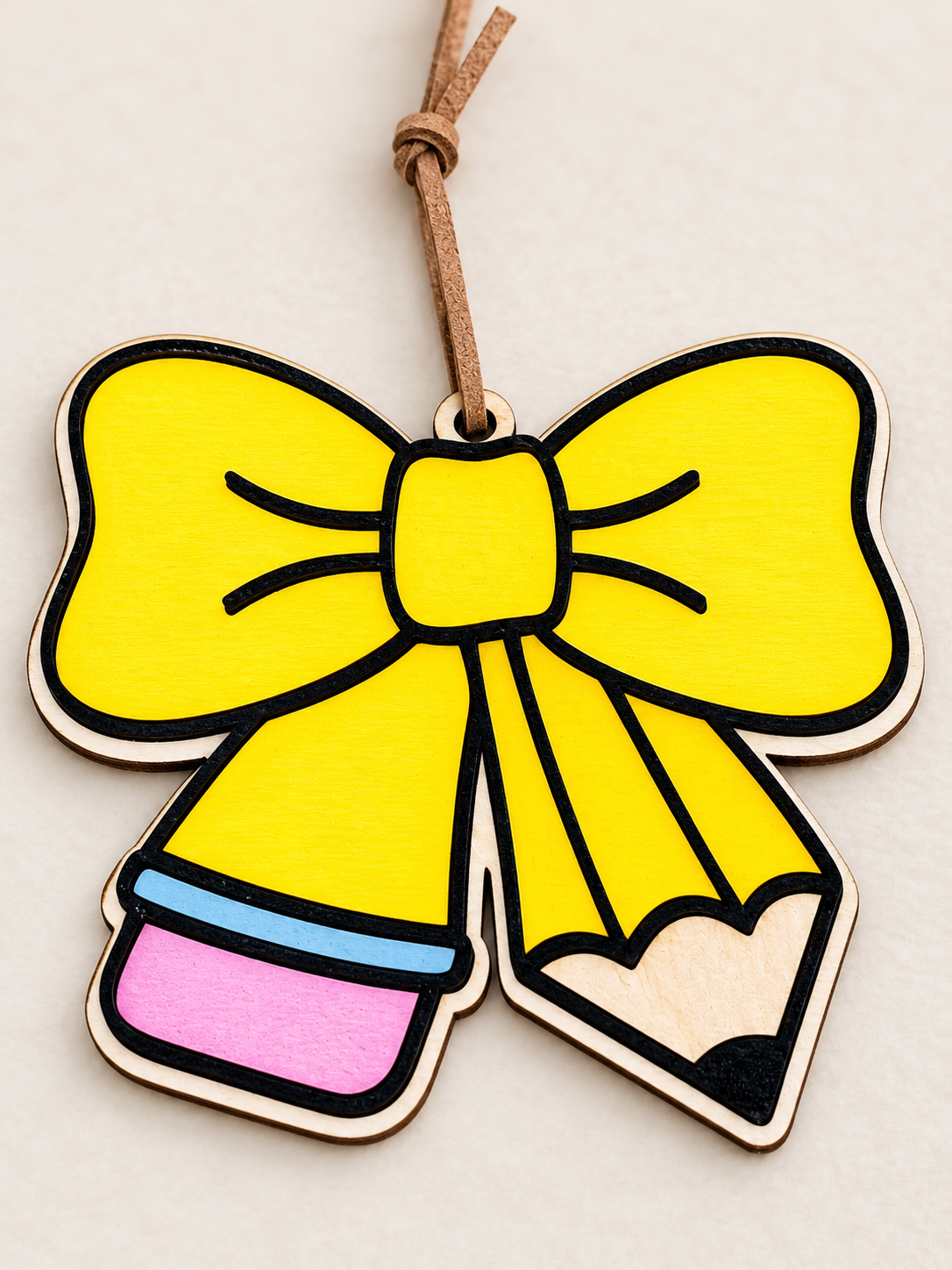 Pencil Bow Teacher Ornament