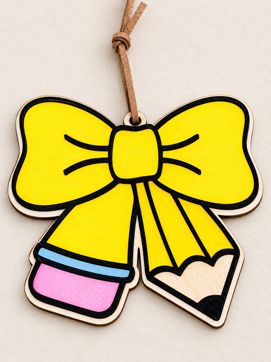Pencil Bow Teacher Ornament