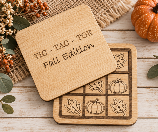 Fall Edition Wood Tic Tac Toe Game