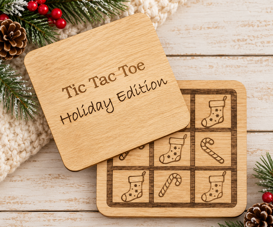 Holiday Edition Wood Tic Tac Toe Game