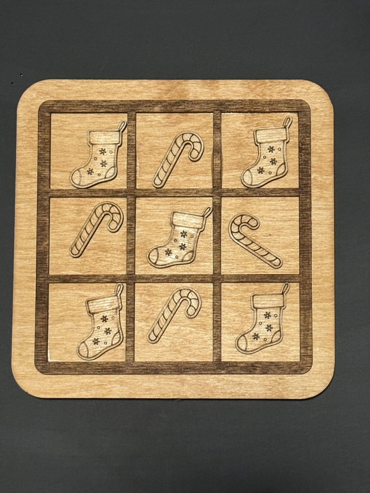 Holiday Edition Wood Tic Tac Toe Game