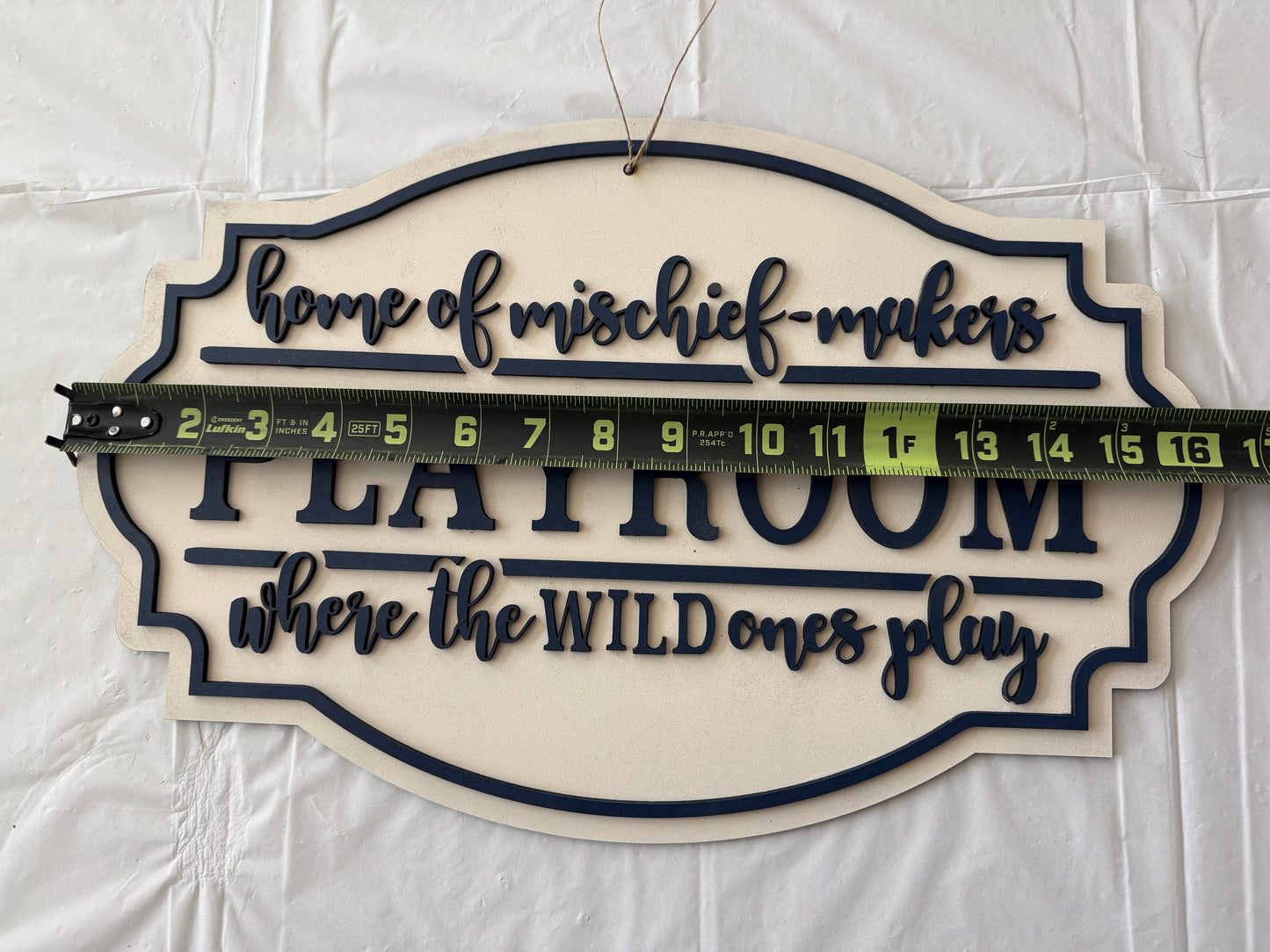 "Home of the Mischief-Makers" Playroom Wall Sign | Custom Colors