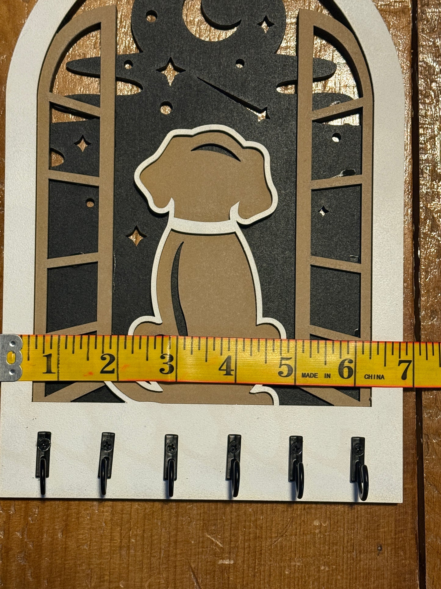 Moonlit Pup Key Holder | Wooden Wall Key Rack