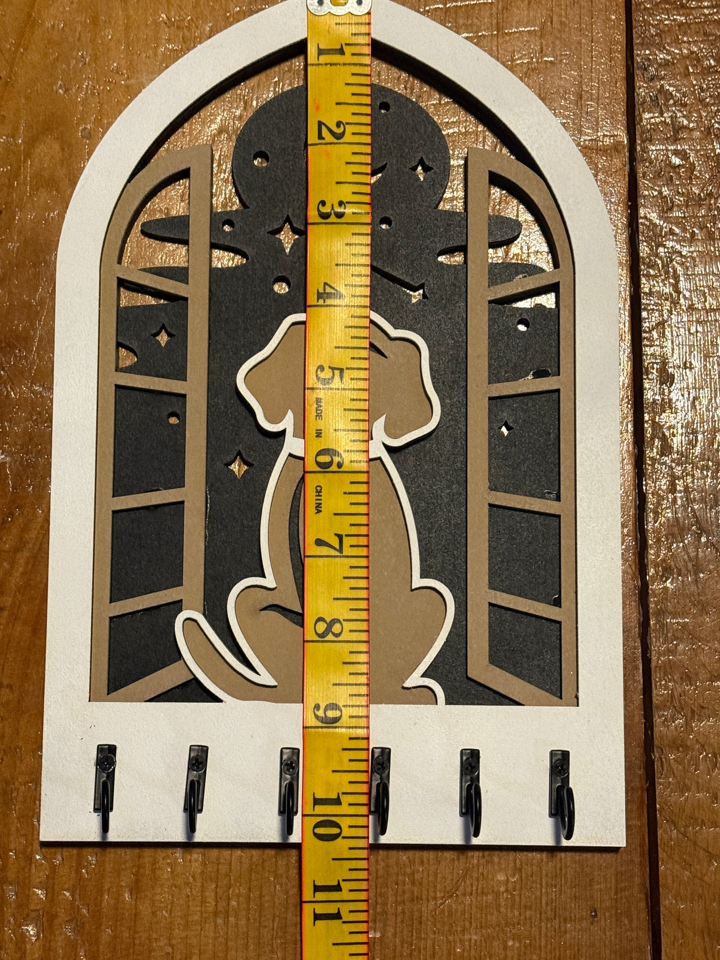 Moonlit Pup Key Holder | Wooden Wall Key Rack