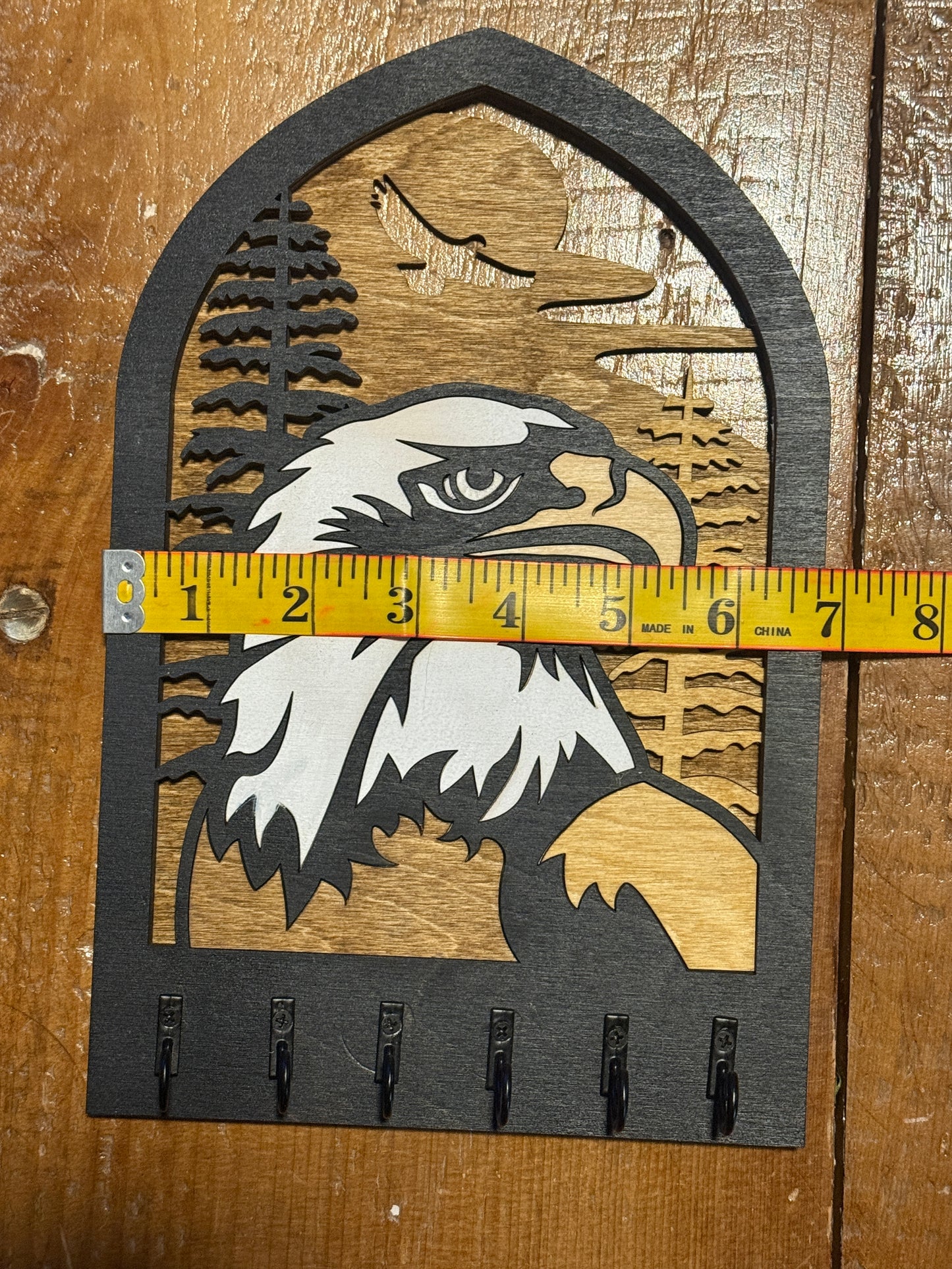 Eagle’s Watch Key Holder | Wooden Wall Key Rack