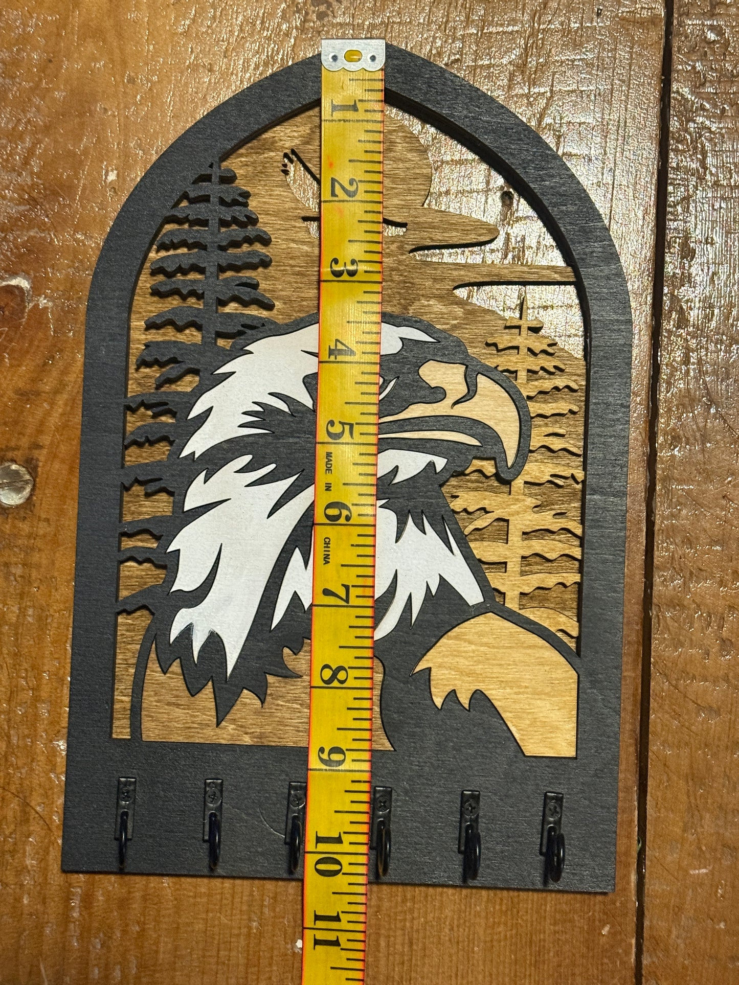 Eagle’s Watch Key Holder | Wooden Wall Key Rack