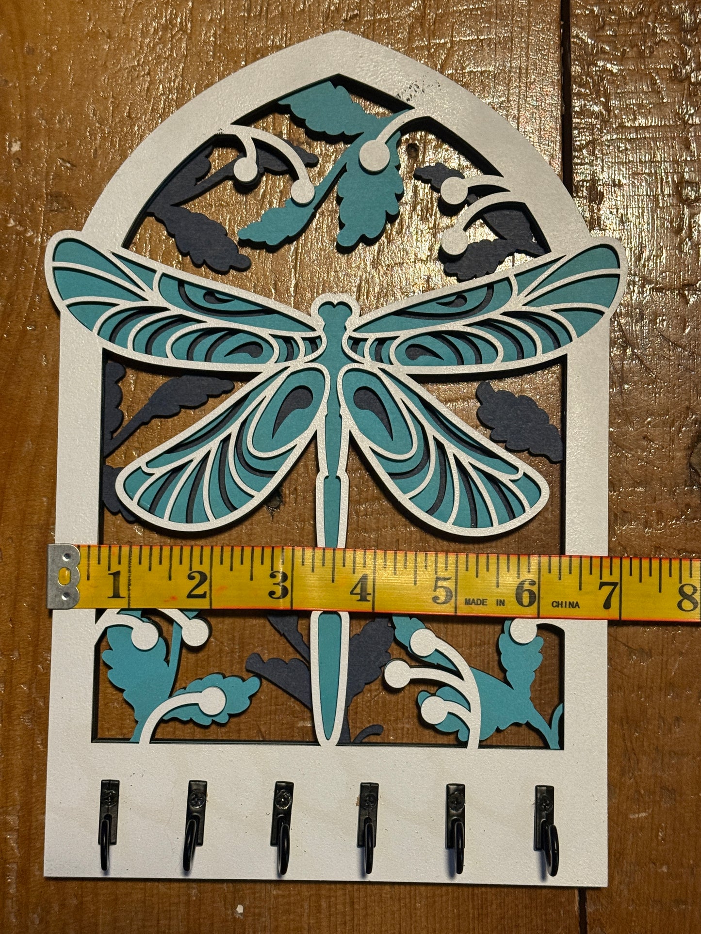 Dragonfly Garden Key Holder | Wooden Wall Key Rack