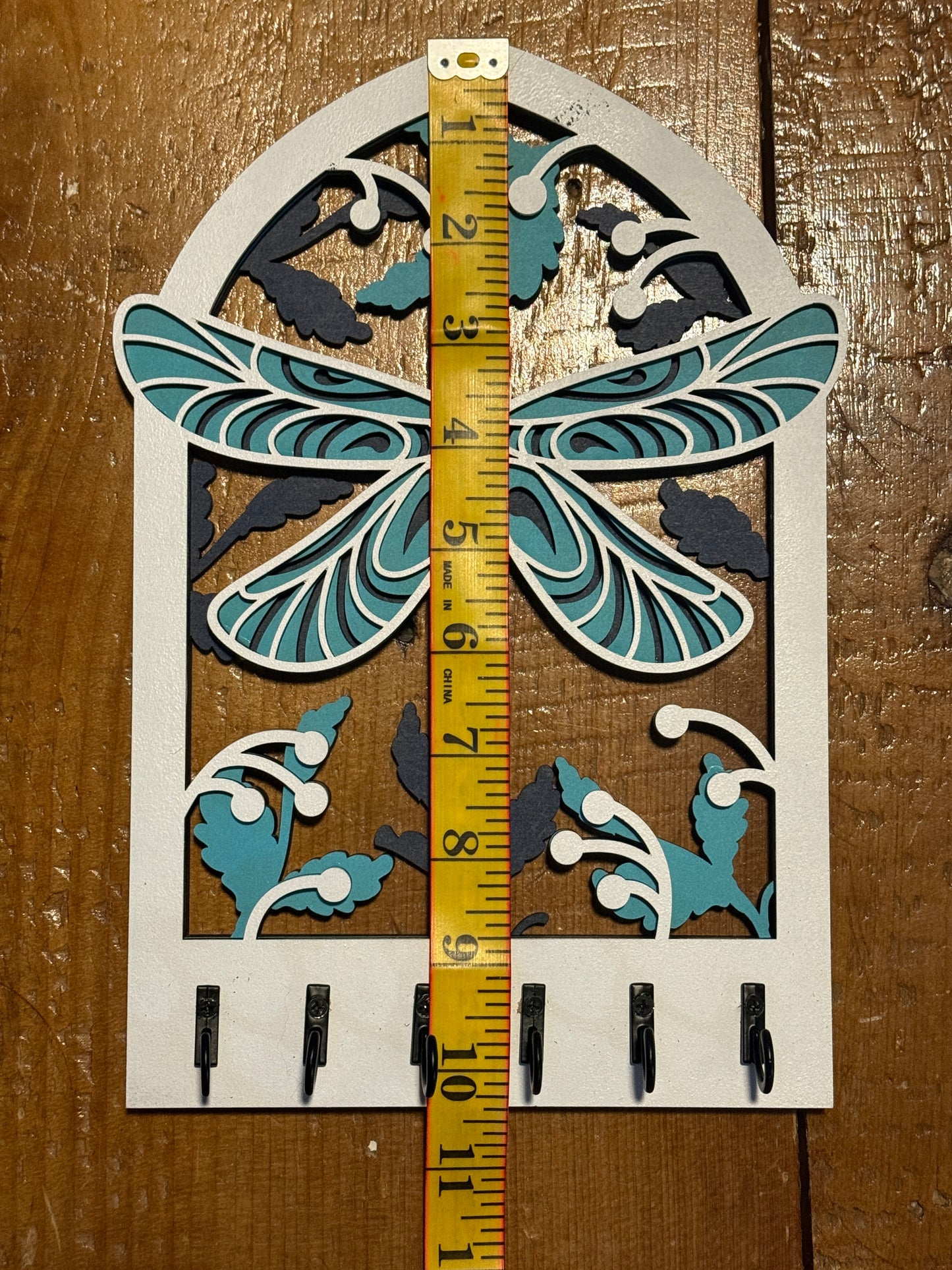 Dragonfly Garden Key Holder | Wooden Wall Key Rack