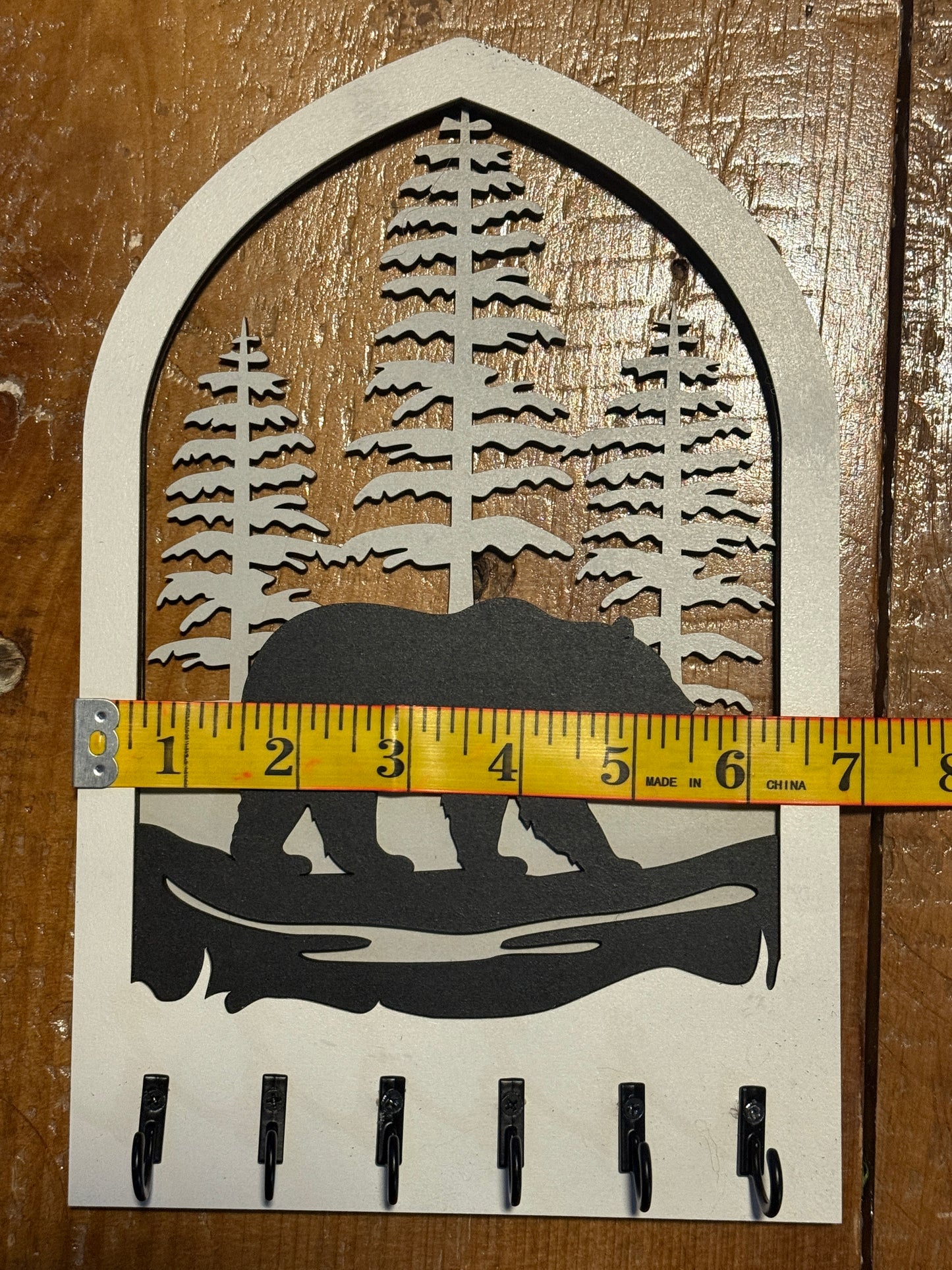 Woodland Bear Key Holder | Wooden Wall Key Rack