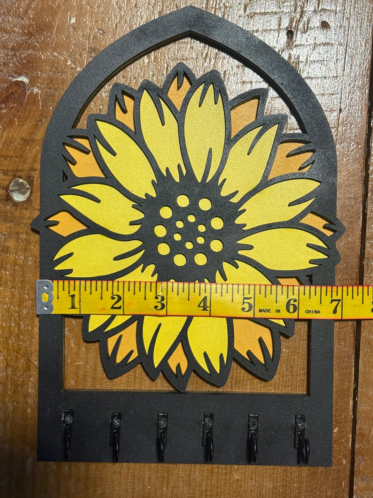 Sunflower Bloom Key Holder | Wooden Wall Key Rack