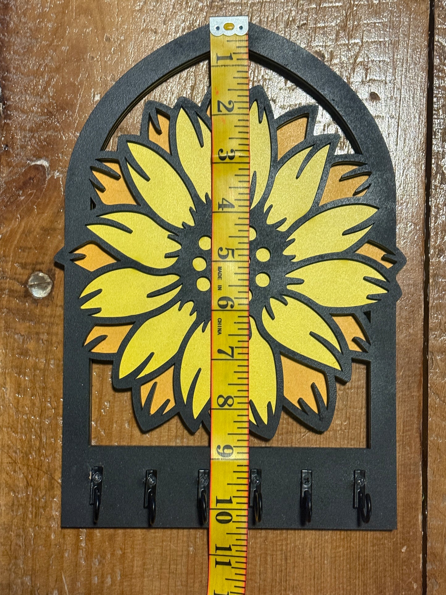 Sunflower Bloom Key Holder | Wooden Wall Key Rack