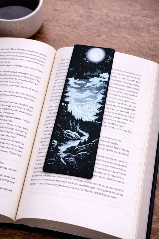 Moonlit Mountain Valley Bookmark