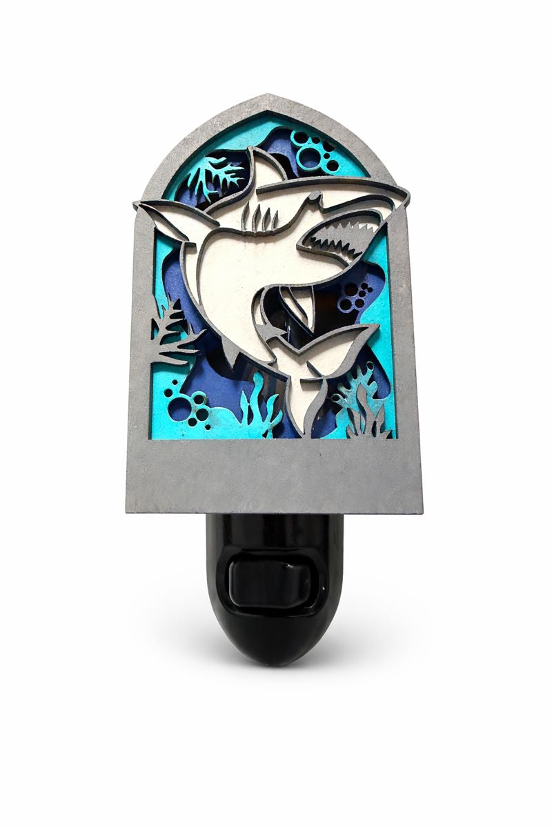 Shark Night Light - Wooden Ocean Themed Plug-in Light
