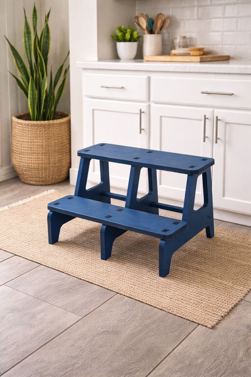 Sturdy Two-Step Wooden Toddler Step Stool