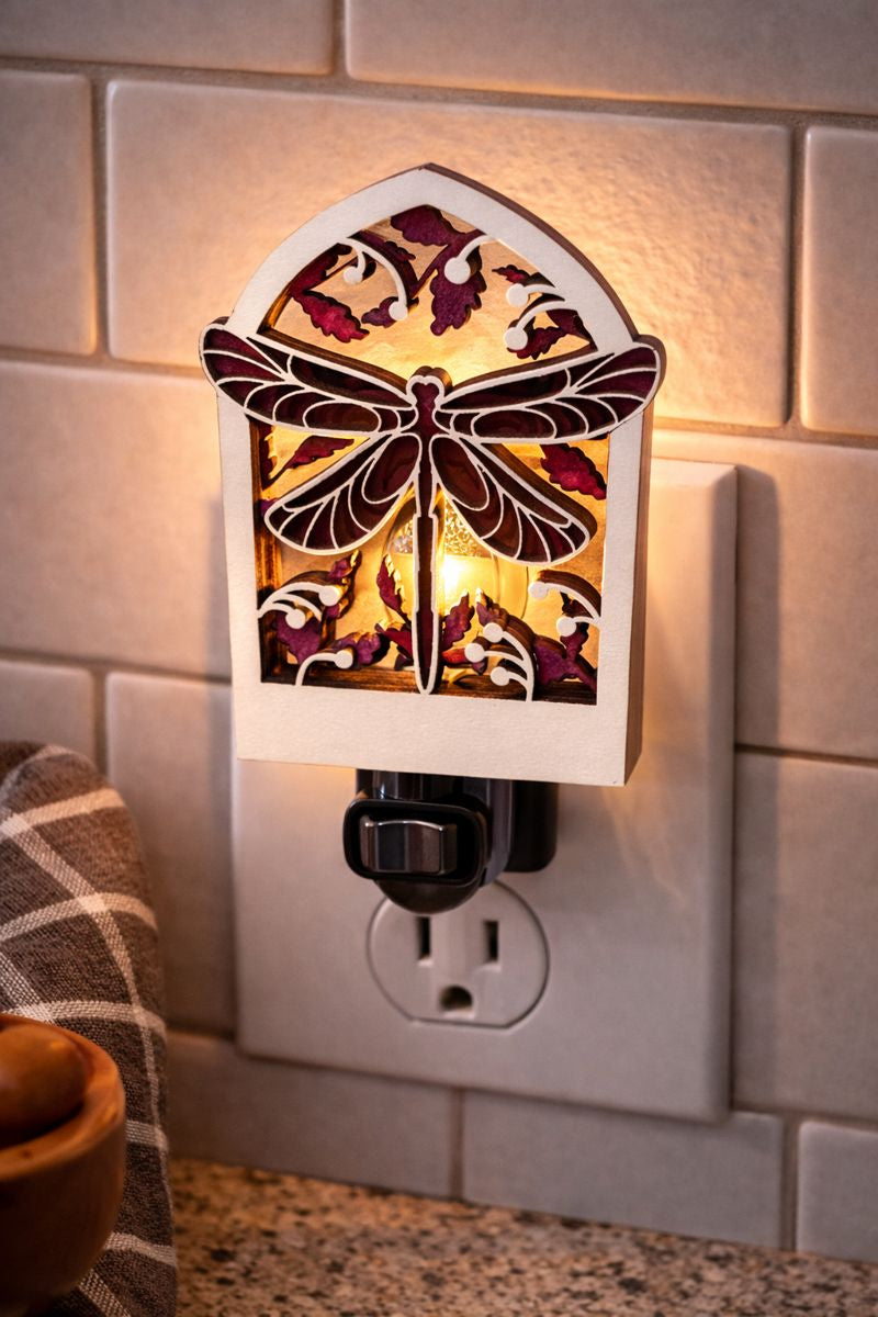 Dragonfly Night Light – Wooden LED Plug-In