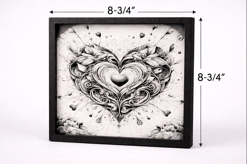 Ornate Heart 3D Art – 8¾” Square Framed Print