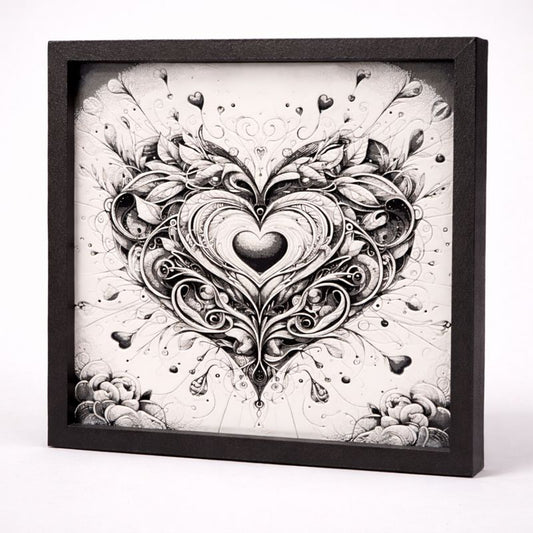 Ornate Heart 3D Art – 8¾” Square Framed Print