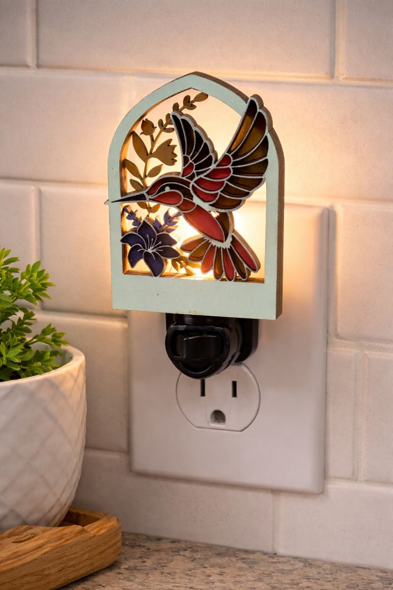 Hummingbird Night Light - Wooden LED Night Light