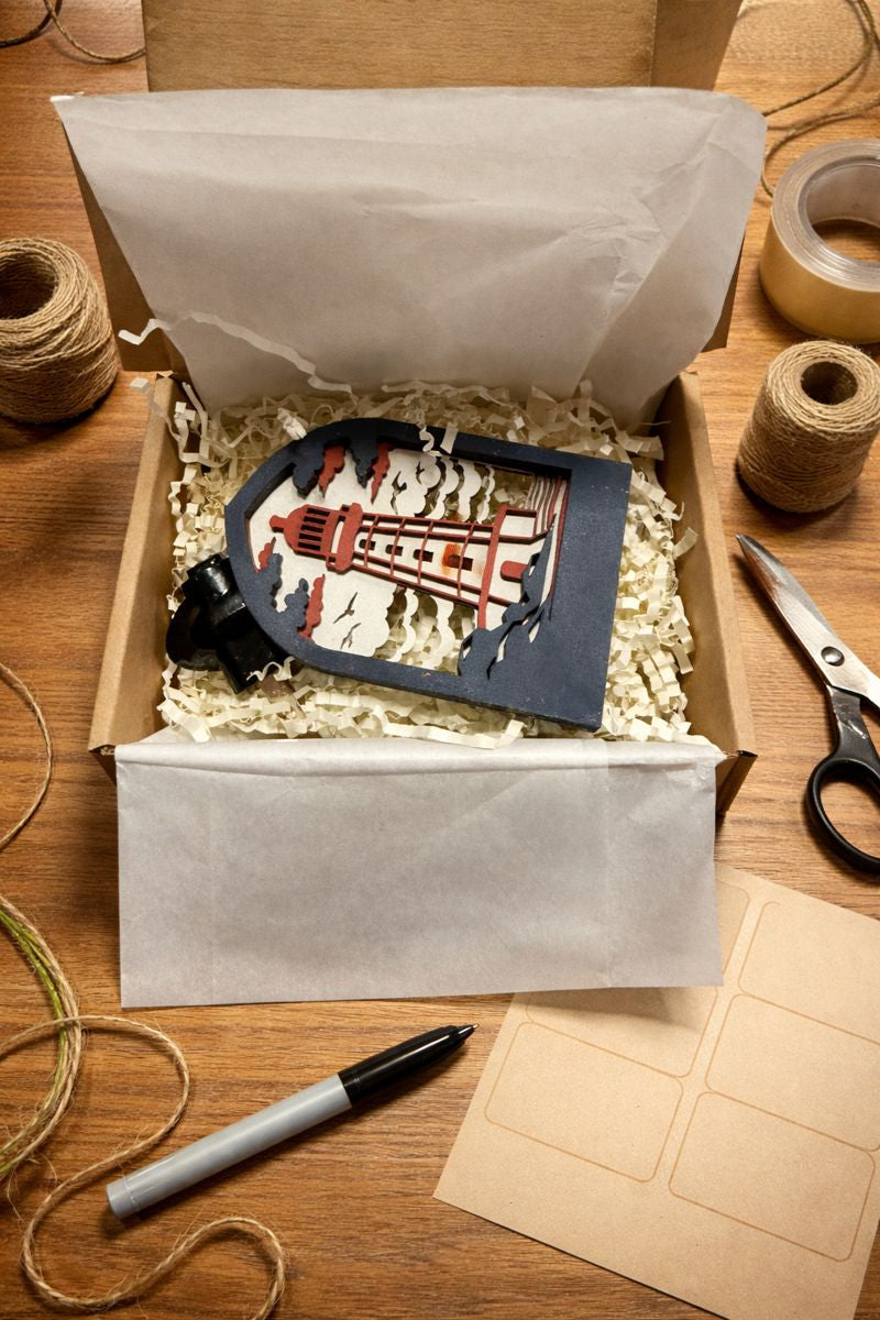 Lighthouse Night Light - Wooden Coastal Plug-In Light