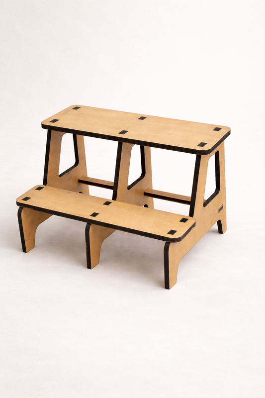 Sturdy Two-Step Wooden Toddler Step Stool