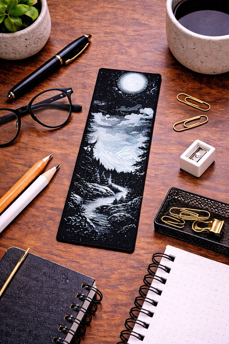 Moonlit Mountain Valley Bookmark