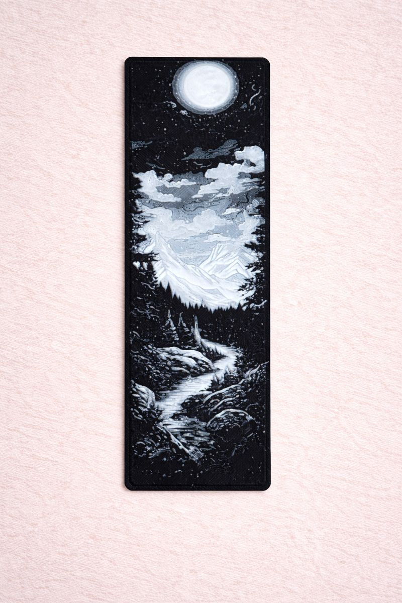 Moonlit Mountain Valley Bookmark