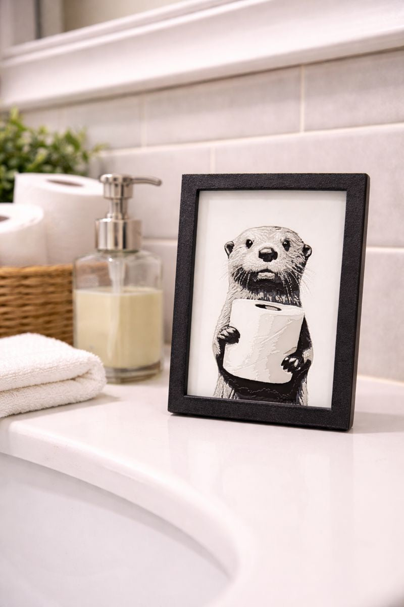 🦦 Otter Holding Toilet Paper – 3D Printed Art