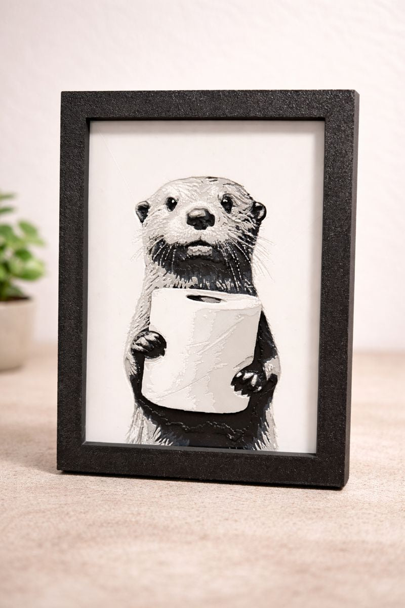 🦦 Otter Holding Toilet Paper – 3D Printed Art