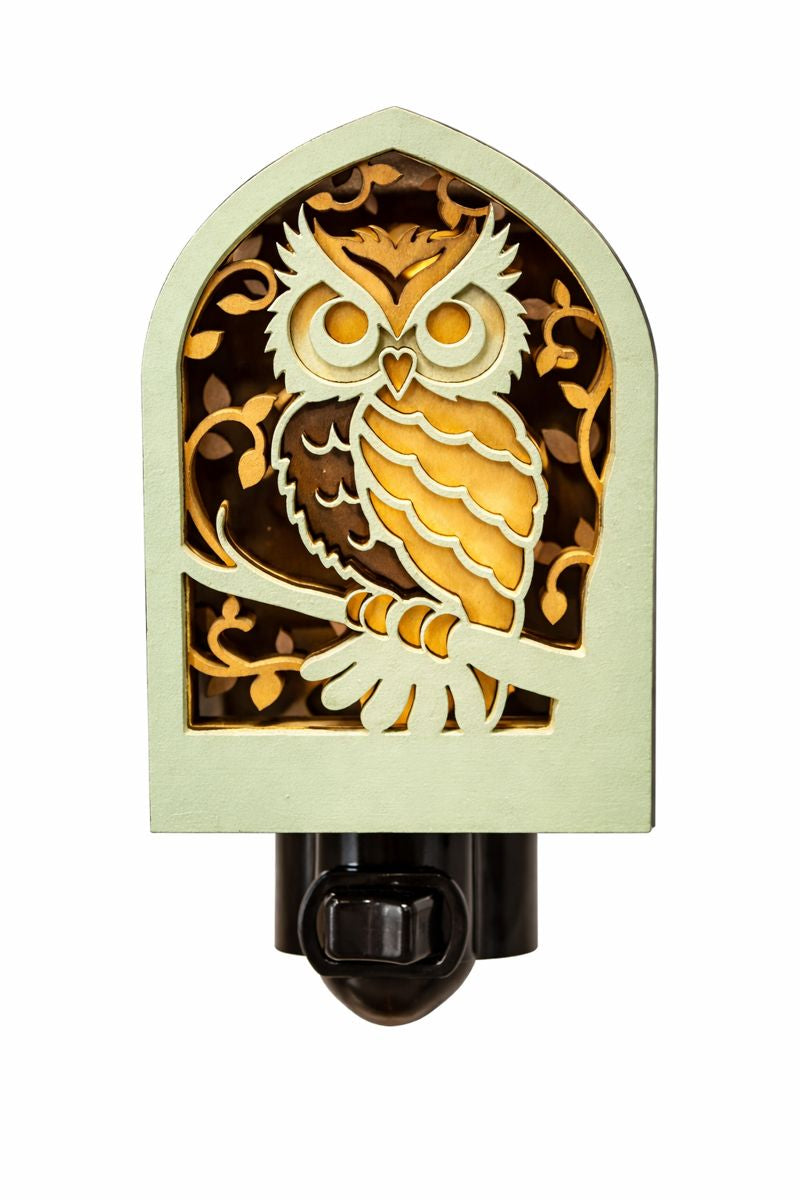 Woodland Owl Wooden Night Light – Soft LED Glow