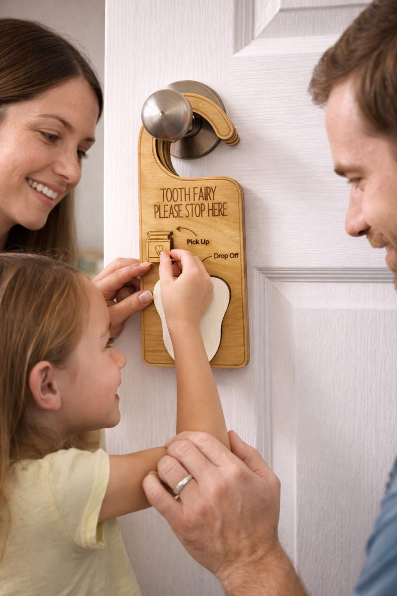 ✨ Tooth Fairy Door Hanger – No More Pillow Searches! 🦷