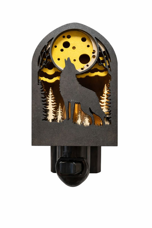 Wolf Moon Night Light – Wooden LED Night Light